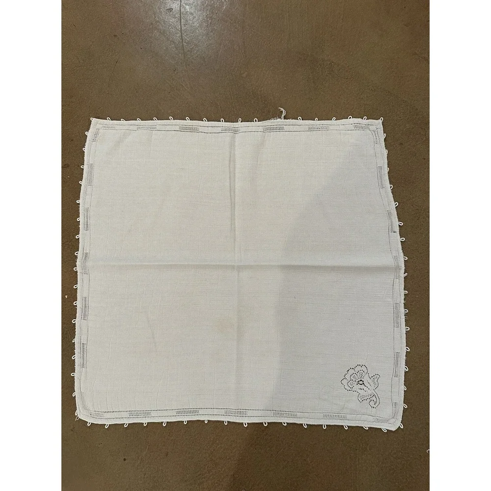 Ivory/Cream Dinner Napkins Floral Cutwork  ~16